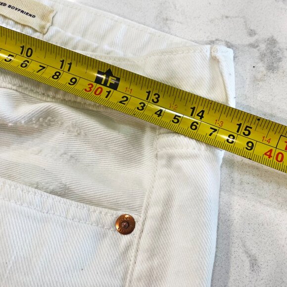 Gap 1969 Womens Jeans Relaxed Boyfriend White Cotton Ripped Button Fly 26 - Picture 12 of 14